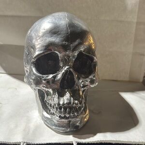 Silver Skull Art Sculpture